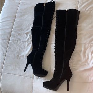 Laced Up Thigh High Boots